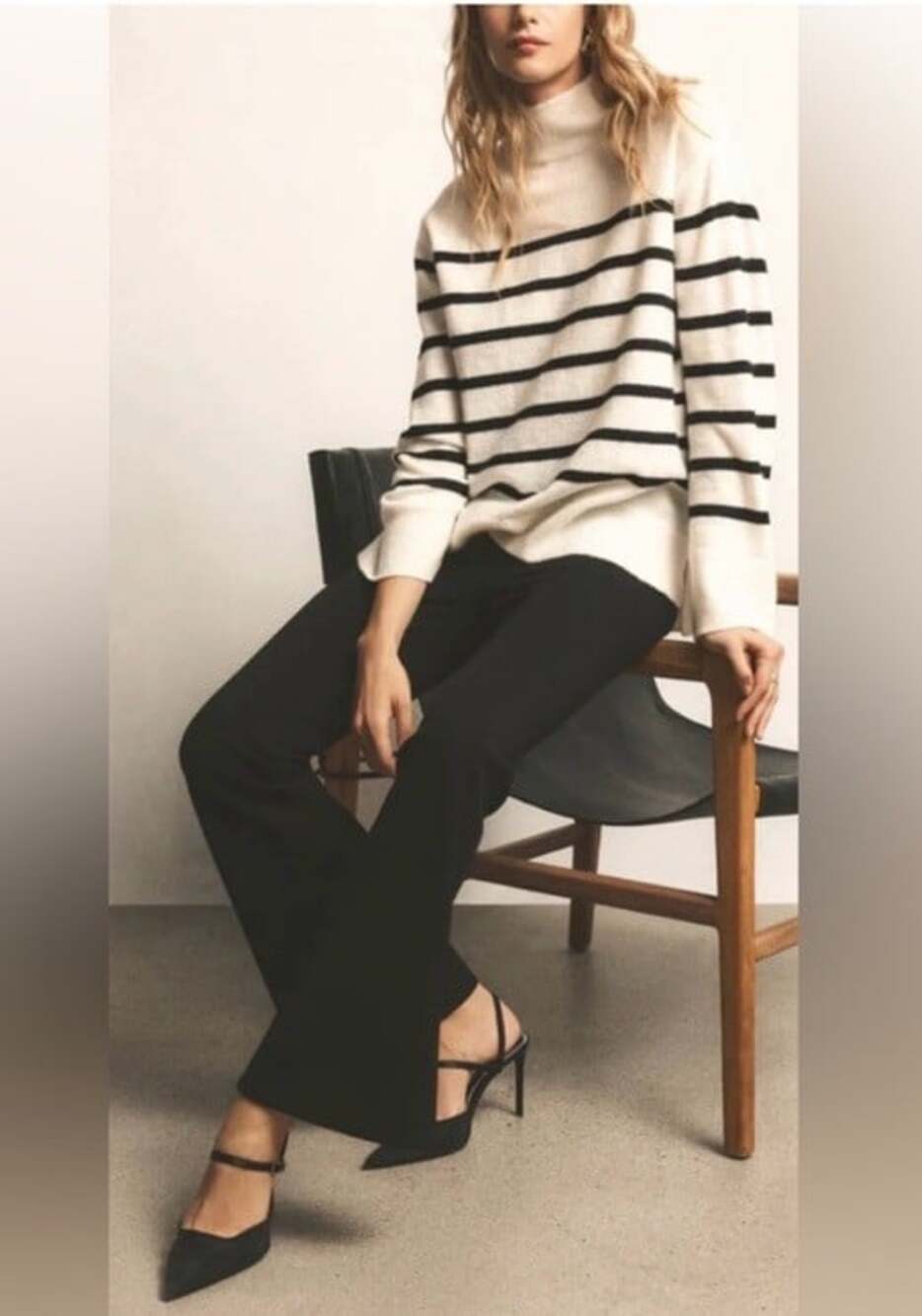 Z Supply Coastal Chic Cozy Minimalist Quiet Luxury Stripe Turtleneck Sweater-S